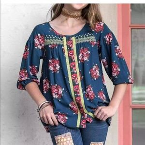 Matilda Jane MJC 435 Blocking Day Floral Top Make Believe  sz 12 NWOT